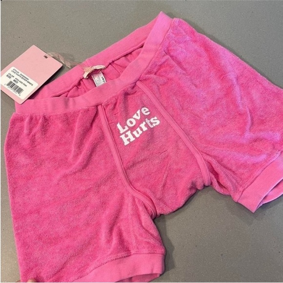 NWT REVOLVE Daydream Nation Love Hurts Boxers Terrycloth Hot Pink XS - Picture 2 of 5